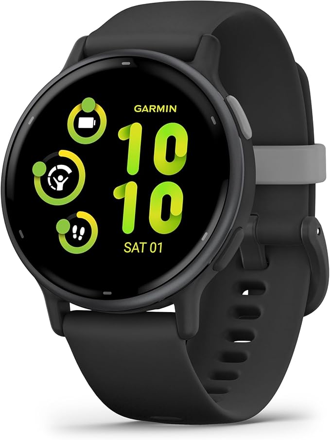 Garmin Vivosmart 5 fitness tracker with heart rate display and sleek black band